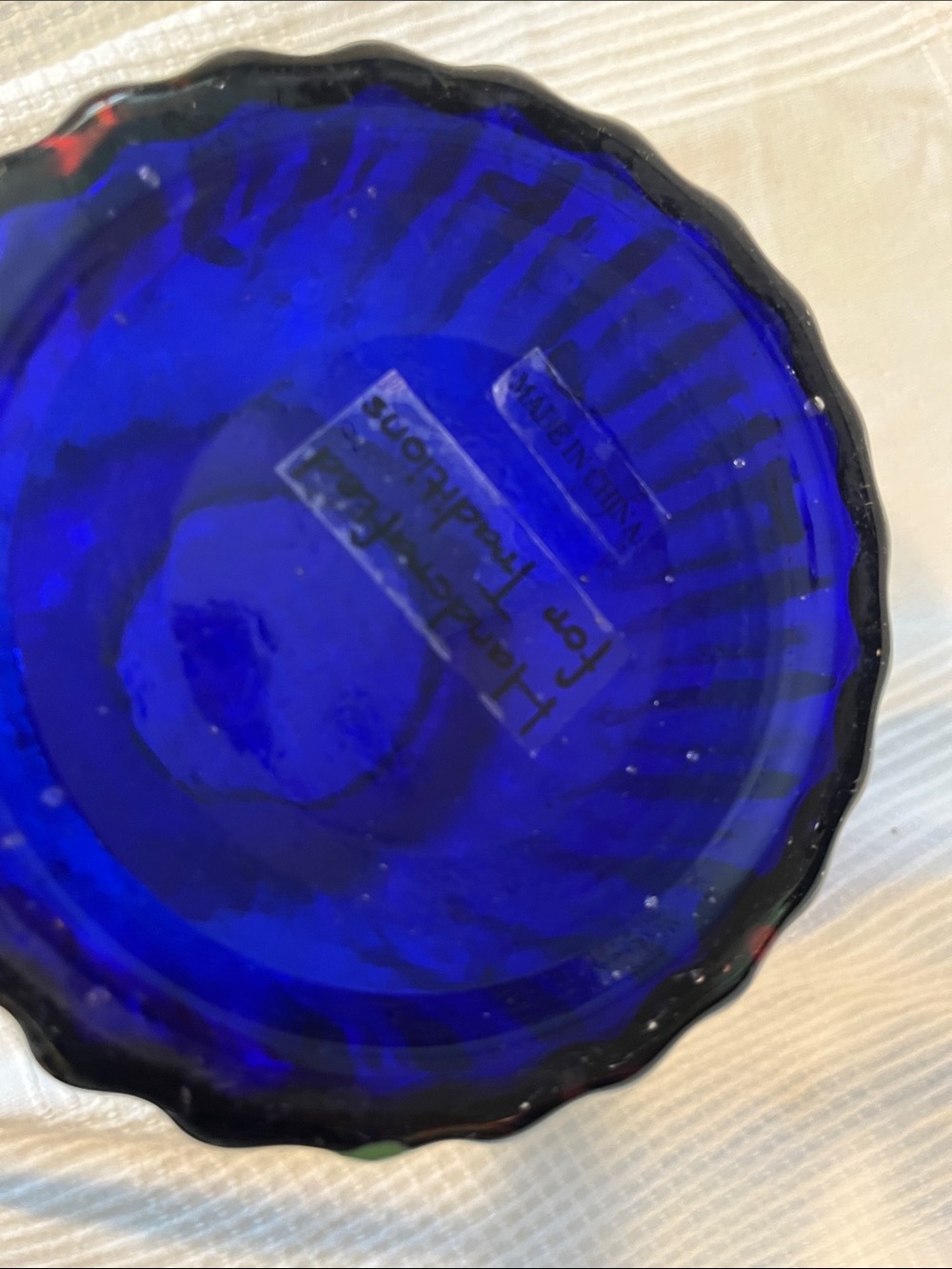 Cobalt Blue Ribbed Glass Vase -m - Picture 6 of 6